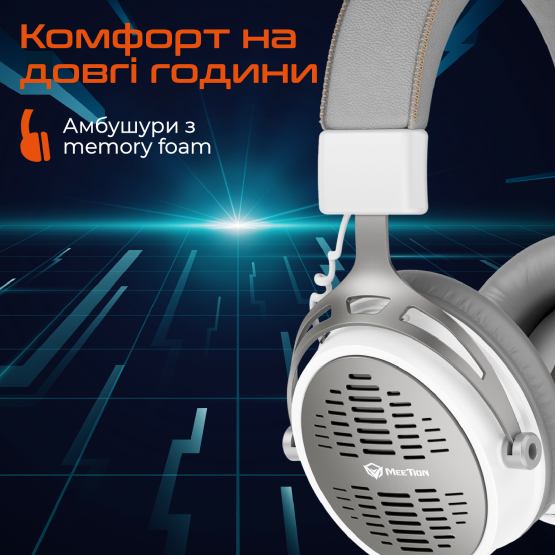 Гарнітура MEETION MT-BTH013-B White Гарнітура MEETION MT-BTH013-B White Додатково ємність акумулятора: 1200 мАг; час заряджання: 3-4 години; час роботи: 45 годин