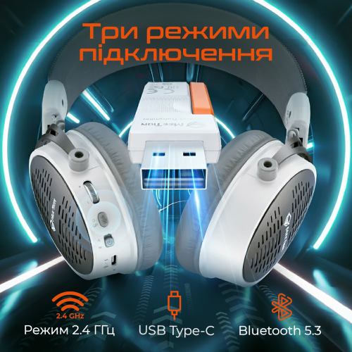 Гарнітура MEETION MT-BTH013-B White Гарнітура MEETION MT-BTH013-B White Кріплення дуга (над головою)
