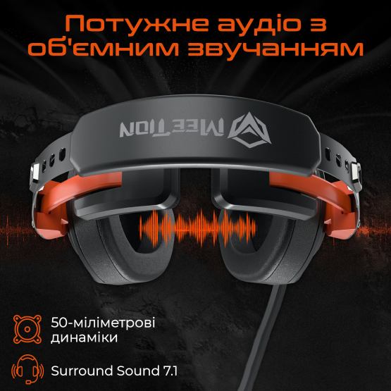 Гарнітура MEETION MT-HP099-A Black/Orange Гарнітура MEETION MT-HP099-A Black/Orange Клас геймерська