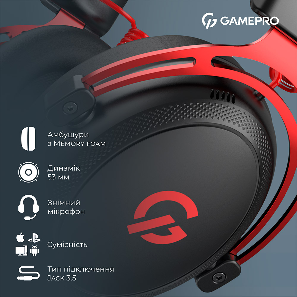 Огляд Гарнітура GamePro Asgard Skald Origin Black-Red (HS850BR)