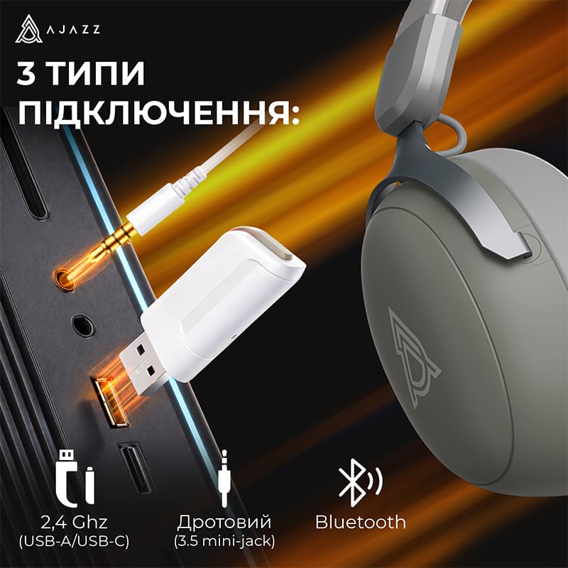 Заказать Гарнитура AJAZZ AHM08 MAX 3-Mode Grey (AHM08-MAX-GW)