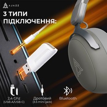 Гарнитура AJAZZ AHM08 MAX 3-Mode Grey (AHM08-MAX-GW)