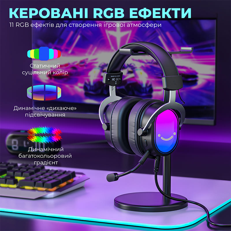 Зовнішній вигляд Гарнітура FIFINE H16 7.1 RGB Black
