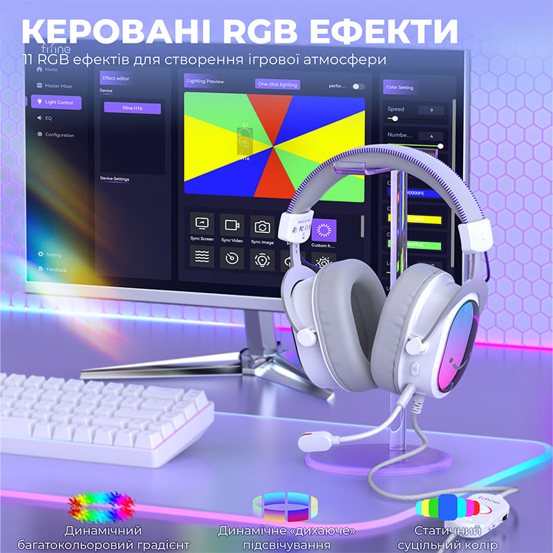 В інтернет магазині Гарнітура FIFINE H16W 7.1 RGB White