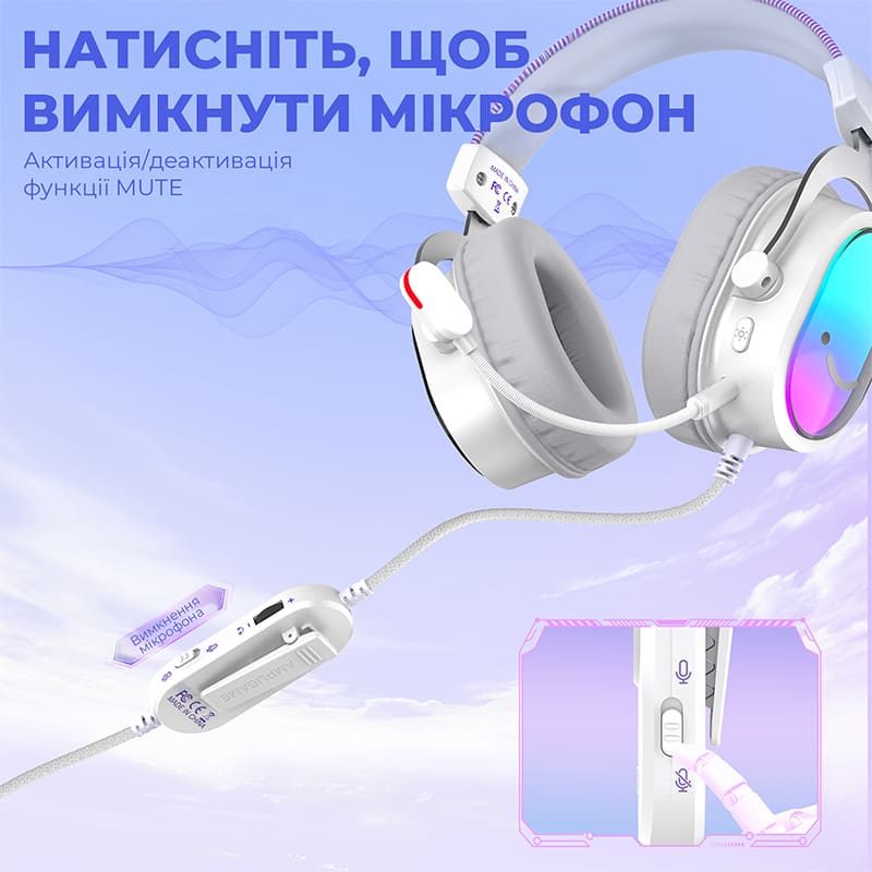 Зображення Гарнітура FIFINE H16W 7.1 RGB White