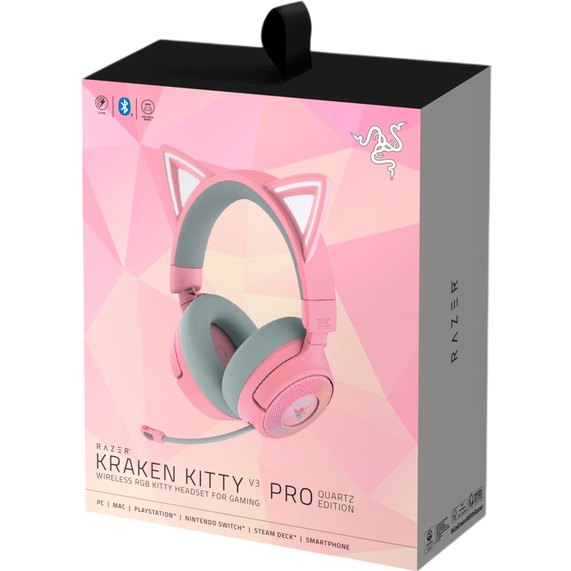 Фото Гарнитура RAZER Kraken Kitty V3 PRO Quartz (RZ04-05170200-R3M1)