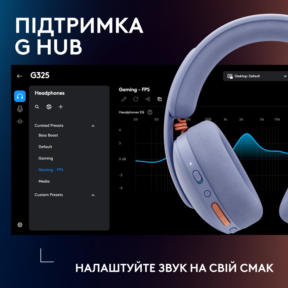 Фото Гарнитура LOGITECH G325 LIGHTSPEED Wireless Gaming Headset Lilac (981-001538)