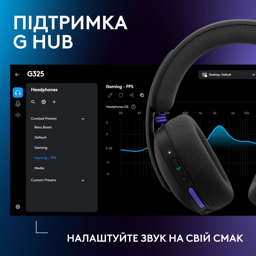 Изображение Гарнитура LOGITECH G325 LIGHTSPEED Wireless Gaming Headset Black (981-001524)