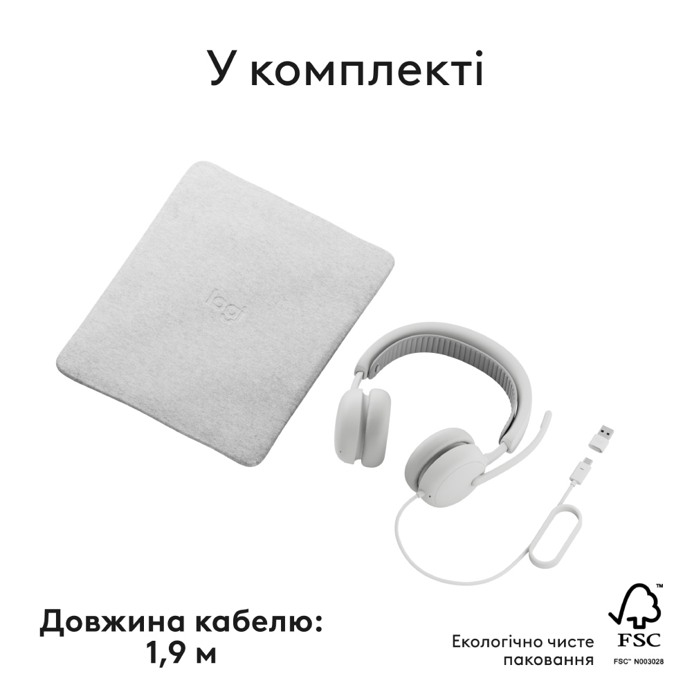 Изображение Гарнитура LOGITECH ZONE Wired 2 White (981-001621)