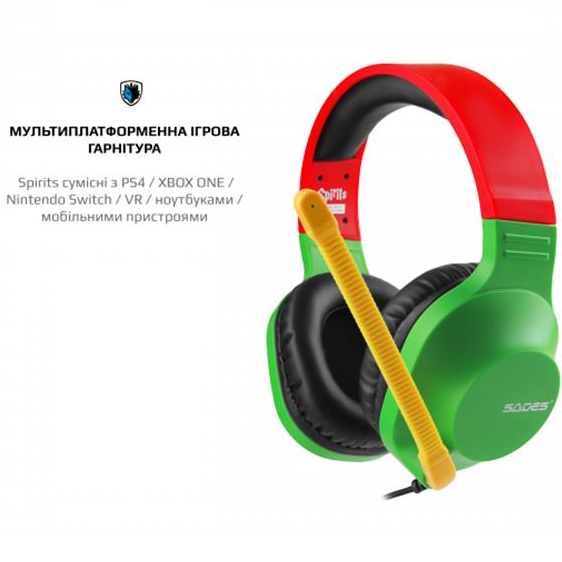 Гарнітура SADES SA-721 Spirits Rasta (sa721rsj) Кріплення дуга (над головою)