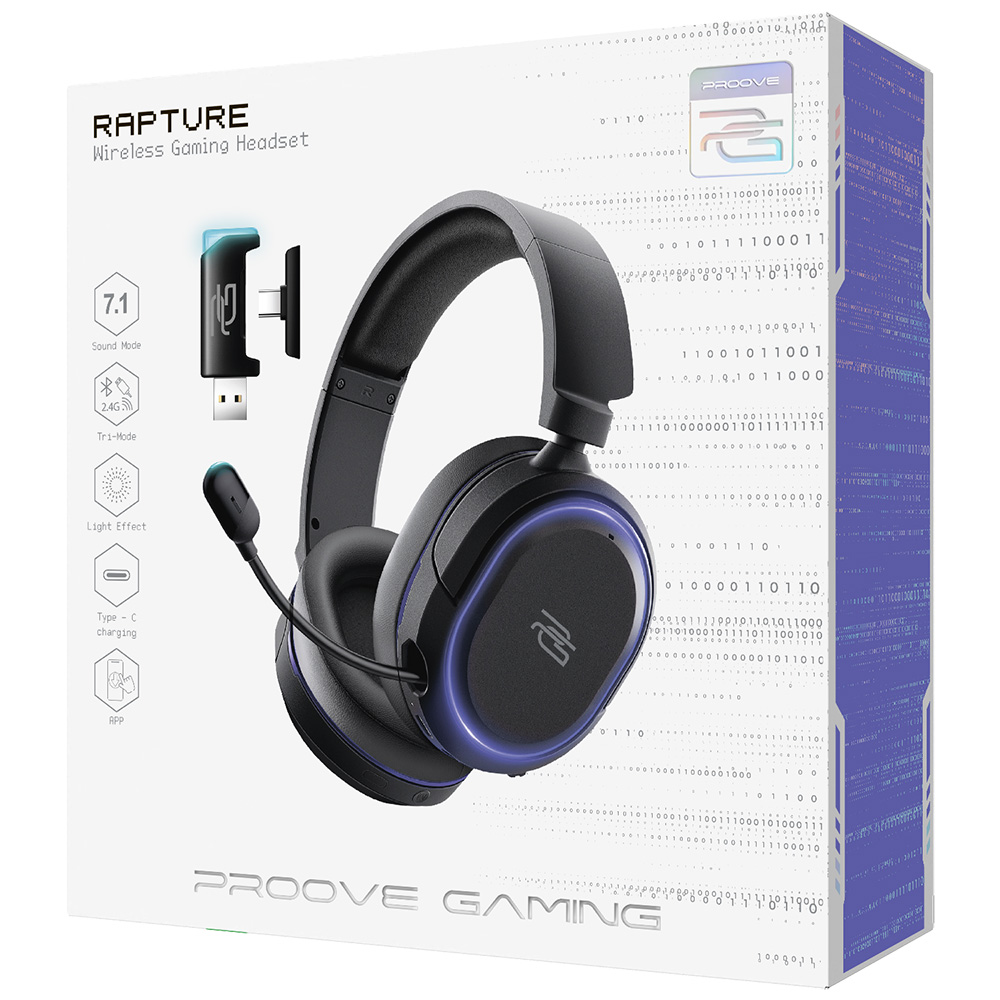 Гарнітура PROOVE GAMING Rapture APP black (GHRPPP010001) Кріплення дуга (над головою)