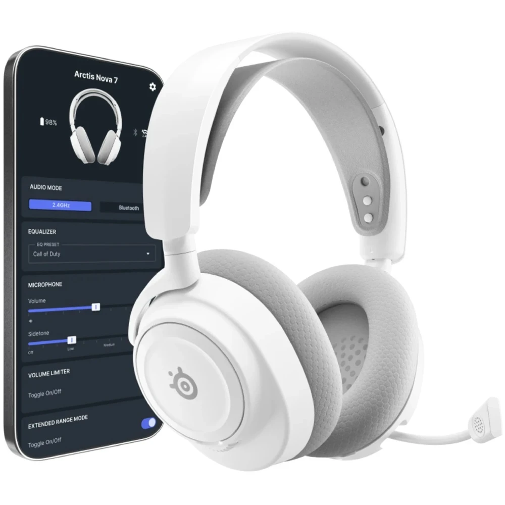 Зовнішній вигляд Гарнітура STEELSERIES Arctis Nova 7X Gen 2 Wireless White (61759)