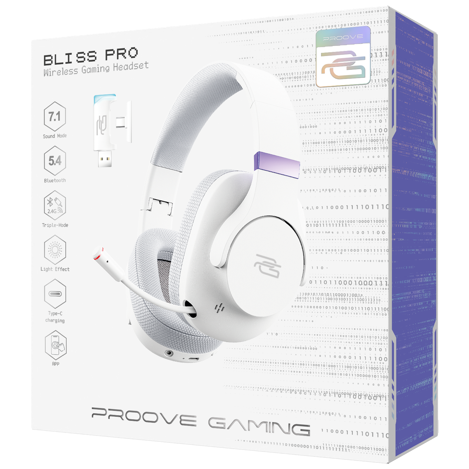 Гарнітура PROOVE GAMING Bliss Pro APP White (GHBLPPP10002) Кріплення дуга (над головою)