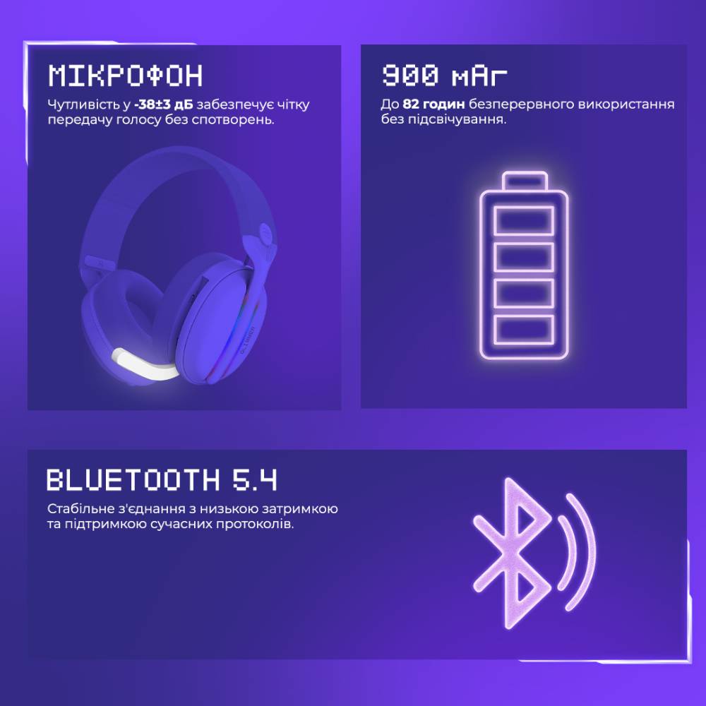 Фото Гарнітура PROOVE GAMING Glimmer APP Black/Purple (WHGL00022016)