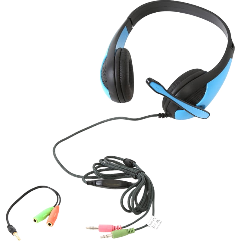 Гарнитура FREESTYLE HI-FI Stereo Headset + Mic + Adapter 2-1 Blue (FH4008) Крепление дуга (над головой)