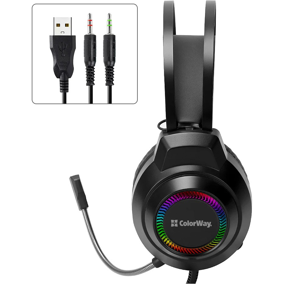 Гарнитура COLORWAY BlazeCore RGB Black (CW-HPG03BK) Конструкция полноразмерные (полный обхват уха)