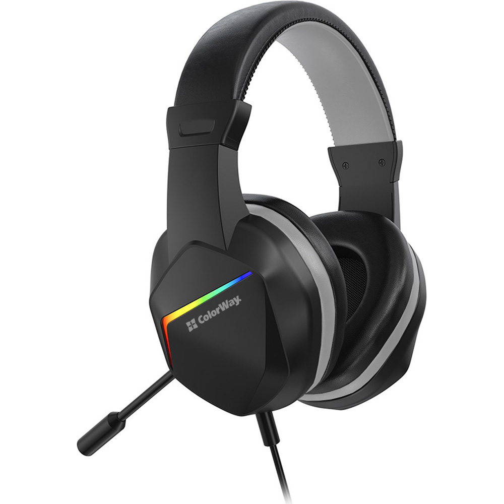 Гарнитура COLORWAY Bloodwave LED Black (CW-HPG01BK) Дополнительно мягкие амбушюры из экокожи; регулируемое оголовье; всенаправленный микрофон; корпус из ABS-пластика