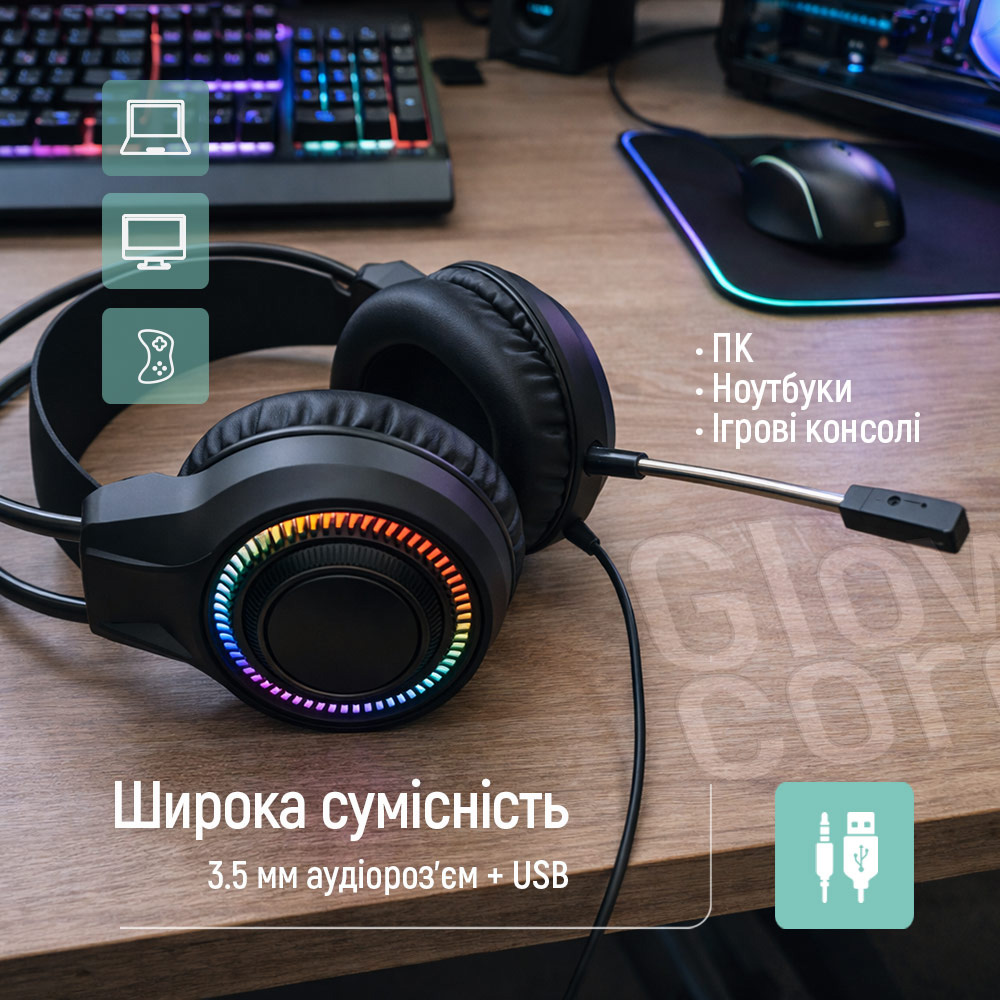 Обзор Гарнитура COLORWAY GlowCore RGB Black (CW-HPG02BK)