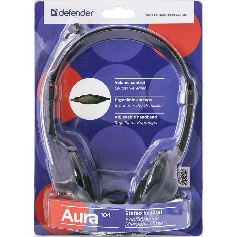 Гарнітура DEFENDER Aura 104 black (63104) Кріплення дуга (над головою)