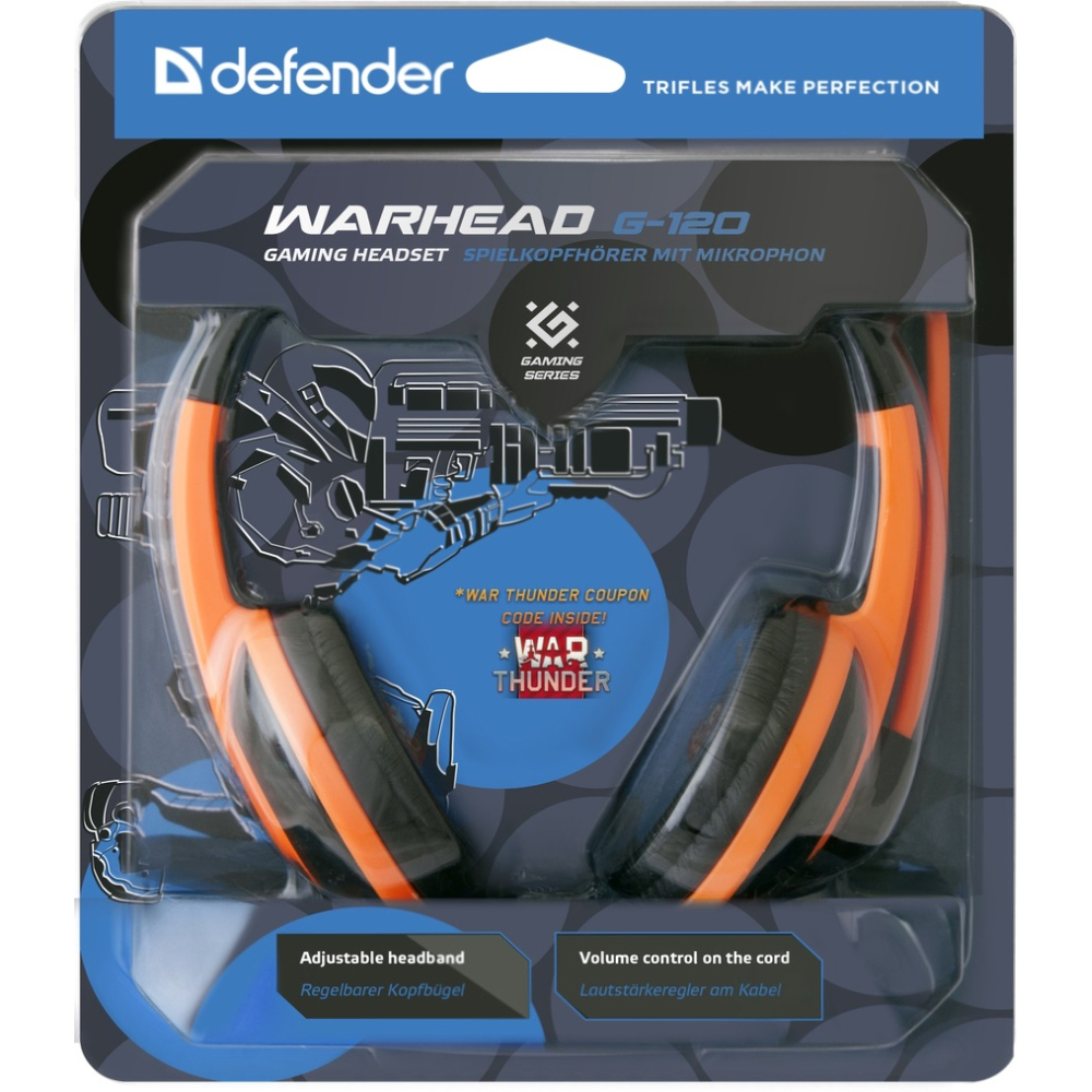 Зовнішній вигляд Гарнітура DEFENDER Warhead G-120 Black-Orange (64099)