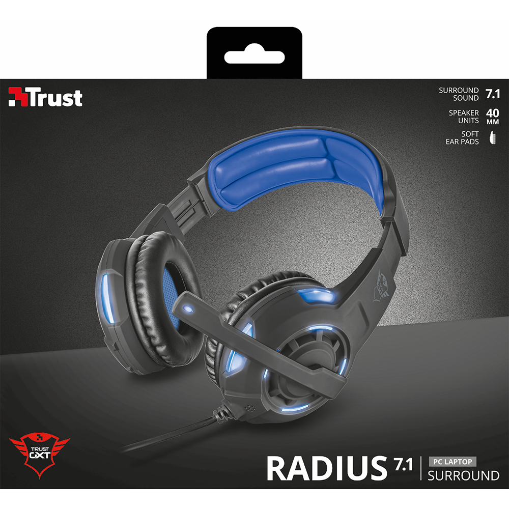 Зовнішній вигляд Гарнітура TRUST GXT 350 Radius 7.1 Surround headset (22052)