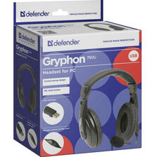 Гарнітура DEFENDER Gryphon 750U USB, black (63752)