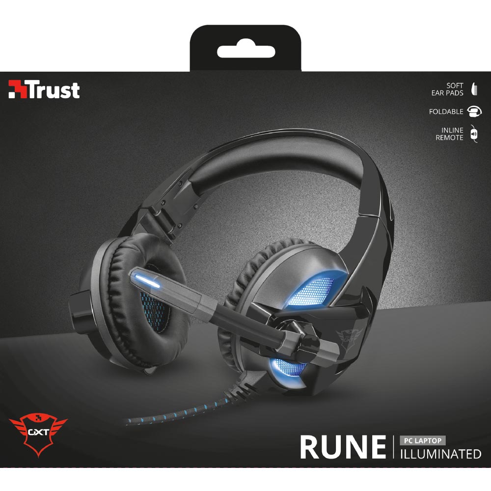 Фото Гарнітура TRUST GXT 410 Rune Illuminated PC Headset (22896)