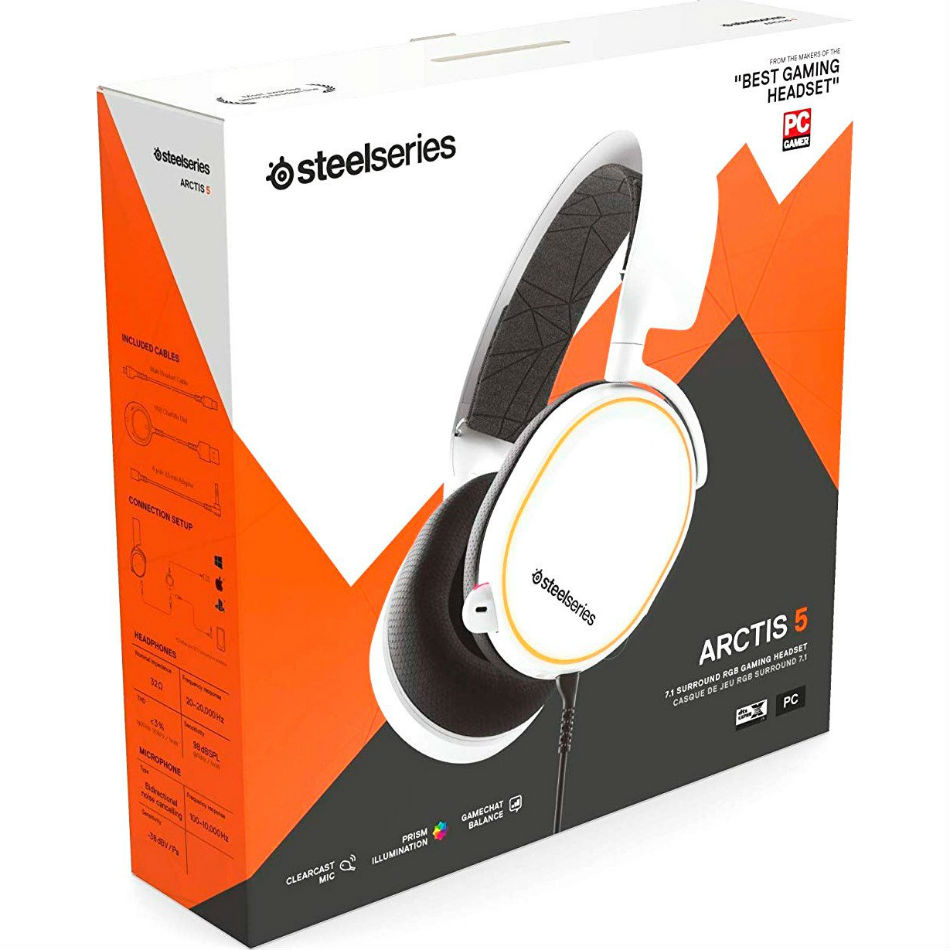 Фото Гарнітура STEELSERIES Arctis 5, white 2019 Edition (61507)