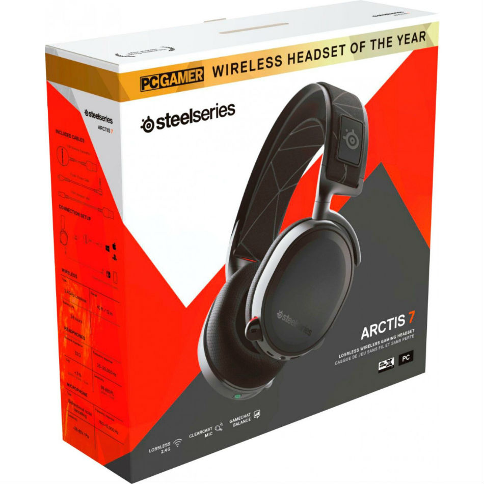 Зовнішній вигляд Гарнітура STEELSERIES Arctis 7 black 2019 Edition (61505)