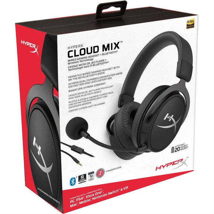 Зовнішній вигляд Гарнітура HyperX Cloud MIX Gaming Headset + Bluetooth Black (HX-HSCAM-GM)