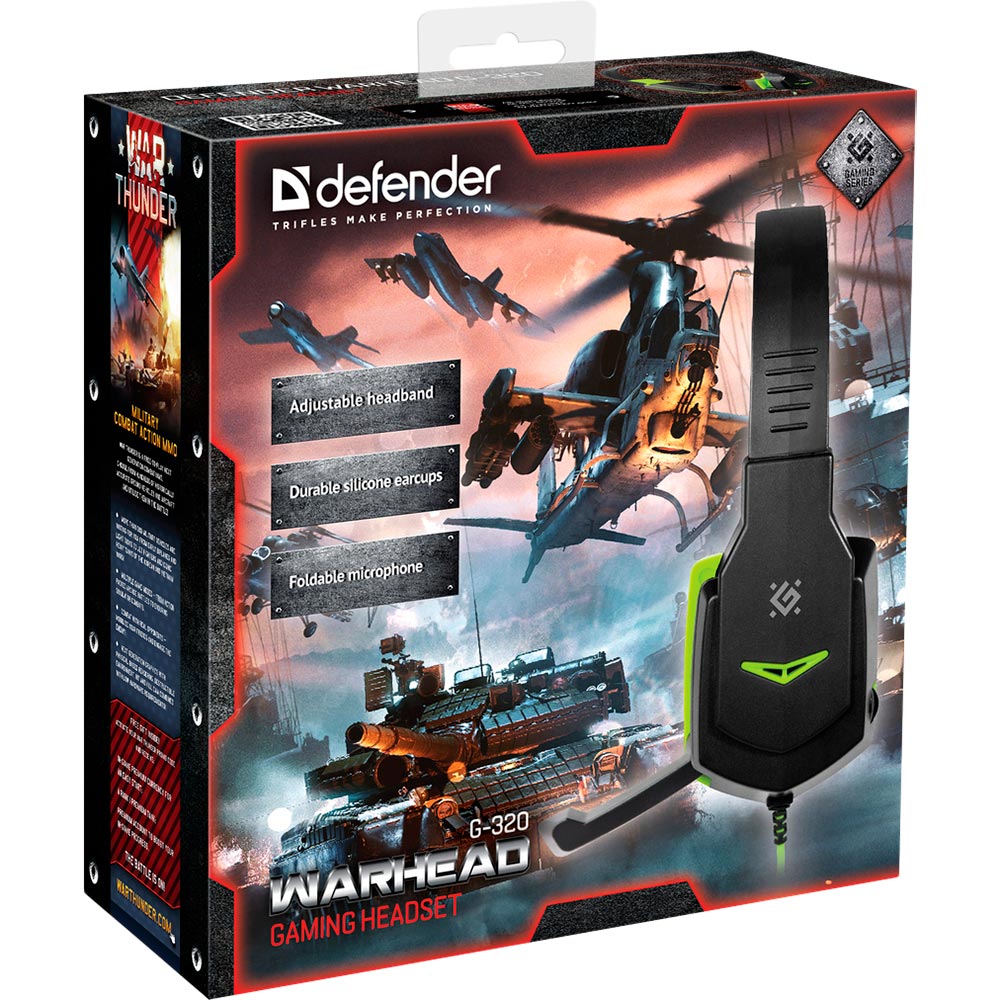 Гарнітура DEFENDER Warhead G-320 Black/Green (64032) Особливості регулятор гучності