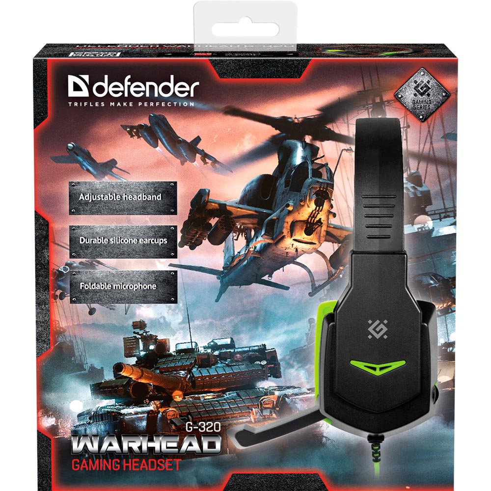 Зовнішній вигляд Гарнітура DEFENDER Warhead G-320 Black/Green (64032)