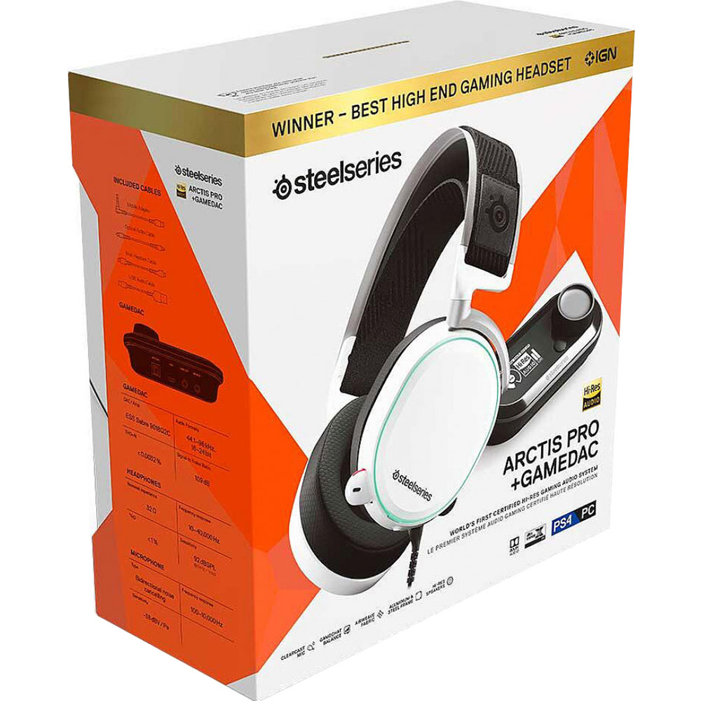 Гарнитура STEELSERIES Arctis Pro + GameDAC White (61454) Особенности регулятор громкости