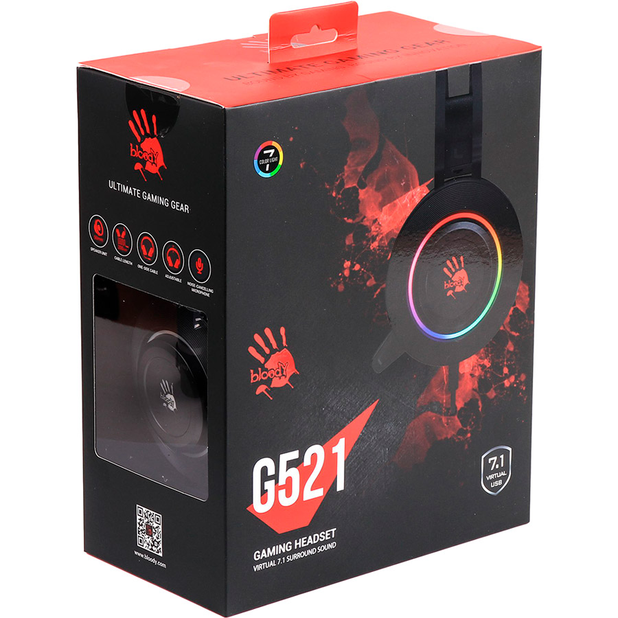 Гарнитура A4TECH G521 Bloody Black Особенности подсветка