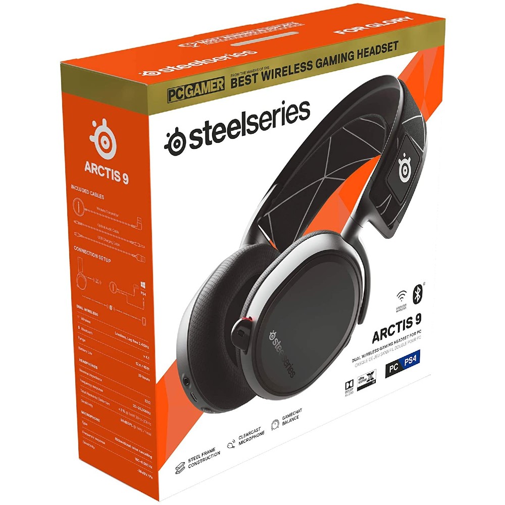 Зовнішній вигляд Гарнітура STEELSERIES Arctis 9 Wireless black (SS61484)