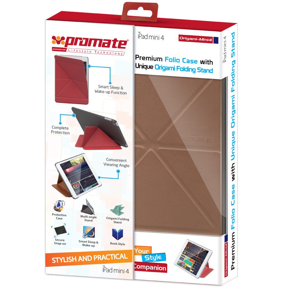 Чехол PROMATE Origami-Mini4 для Apple iPad mini 4 Brown  (origamimini4.brown) - в интернет-магазине Фокстрот: цены, отзывы,  характеристики | купить в Киеве, Харькове, Днепропетровске, Одессе - Украина