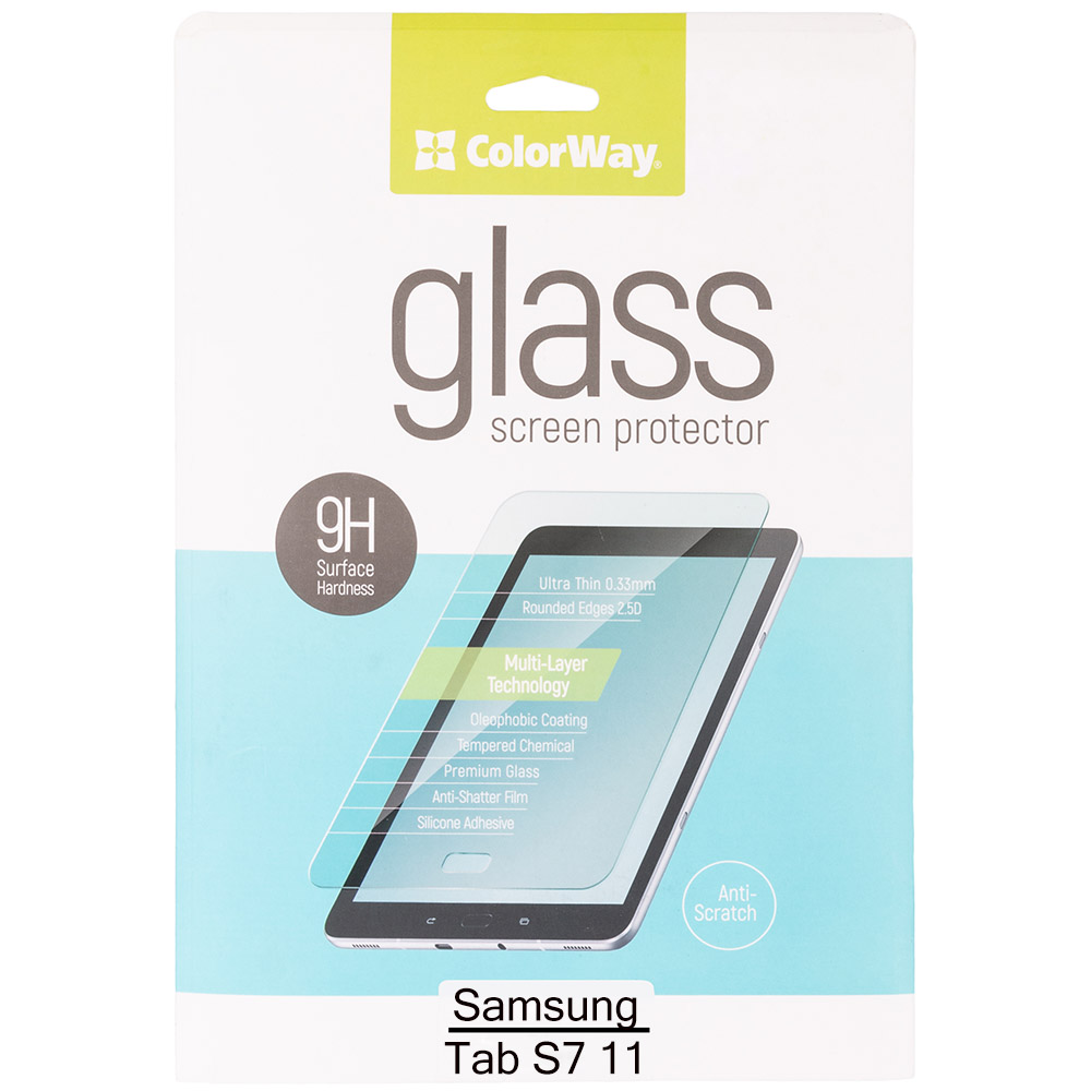 

Защитное стекло COLORWAY 9H для Samsung T875 Tab S7 11.0 Transparent (CW-GTSGT875), 9H для Samsung T875 Tab S7 11.0/CW-GTSGT875