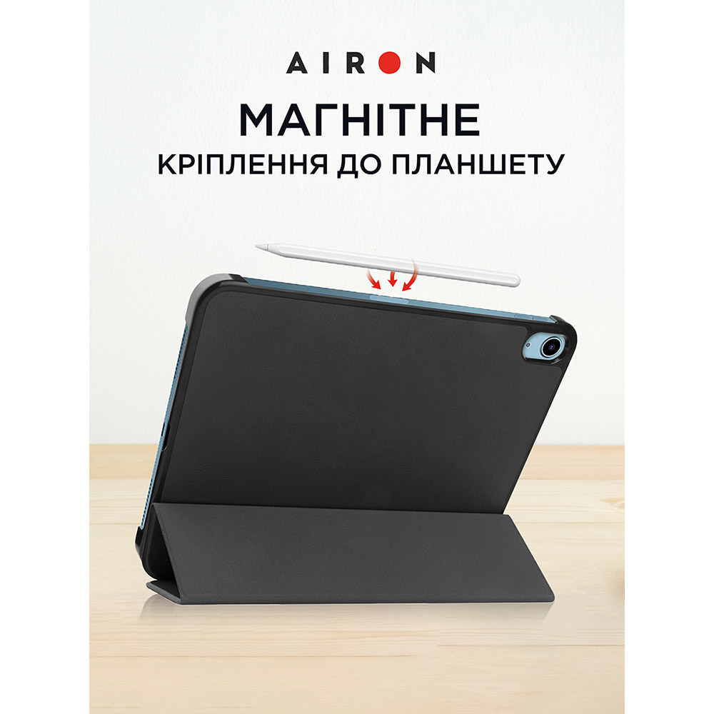 Фото Чехол AIRON для iPad 10.9 10th 2022 Black + защитная пленка (4822352781085)