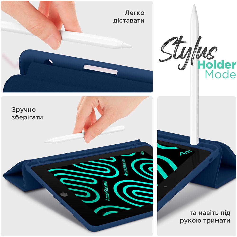 Зовнішній вигляд Чохол ARMORSTANDART Smart Fold Pen для Apple iPad 10.9 2024 / 2022 Dark Blue (ARM74946)