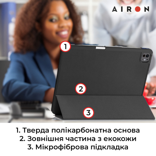 Замовити Чохол AIRON Premium SOFT для iPad Pro 13 2024 із плівкою та серветкою Black (4822352781129)