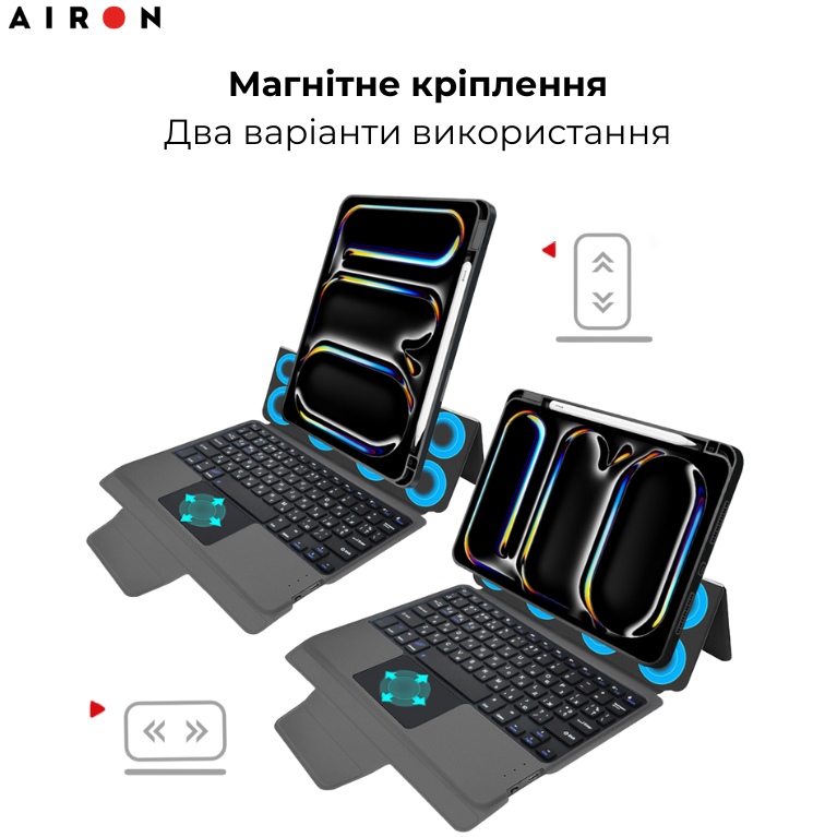 Изображение Чехол AIRON Premium для iPad Pro 11 2024 с интегрированной клавиатурой (4822352781230)