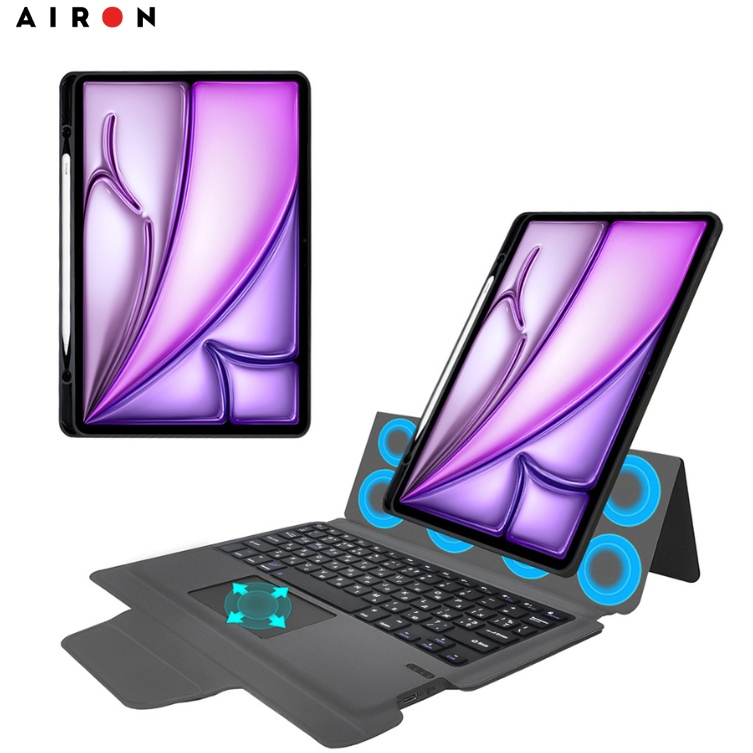 Внешний вид Чехол AIRON Premium для IPad Air 13 2024 с интегрированной клавиатурой Black (4822352781232)