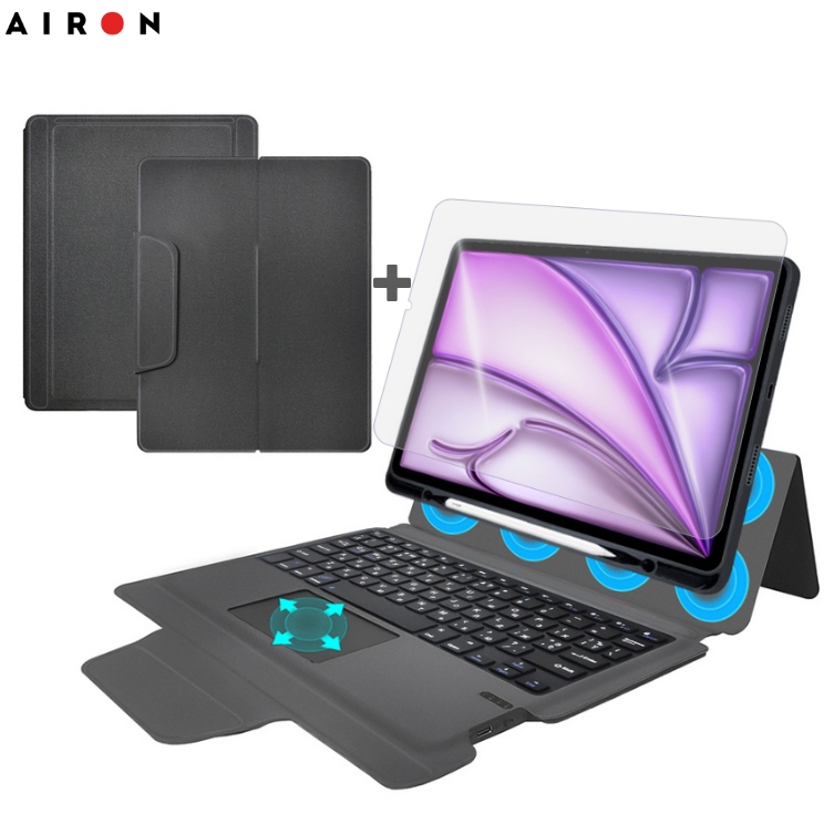 Фото Чехол AIRON Premium для IPad Air 13 2024 с интегрированной клавиатурой Black (4822352781232)