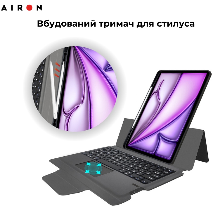 Изображение Чехол AIRON Premium для IPad Air 13 2024 с интегрированной клавиатурой Black (4822352781232)