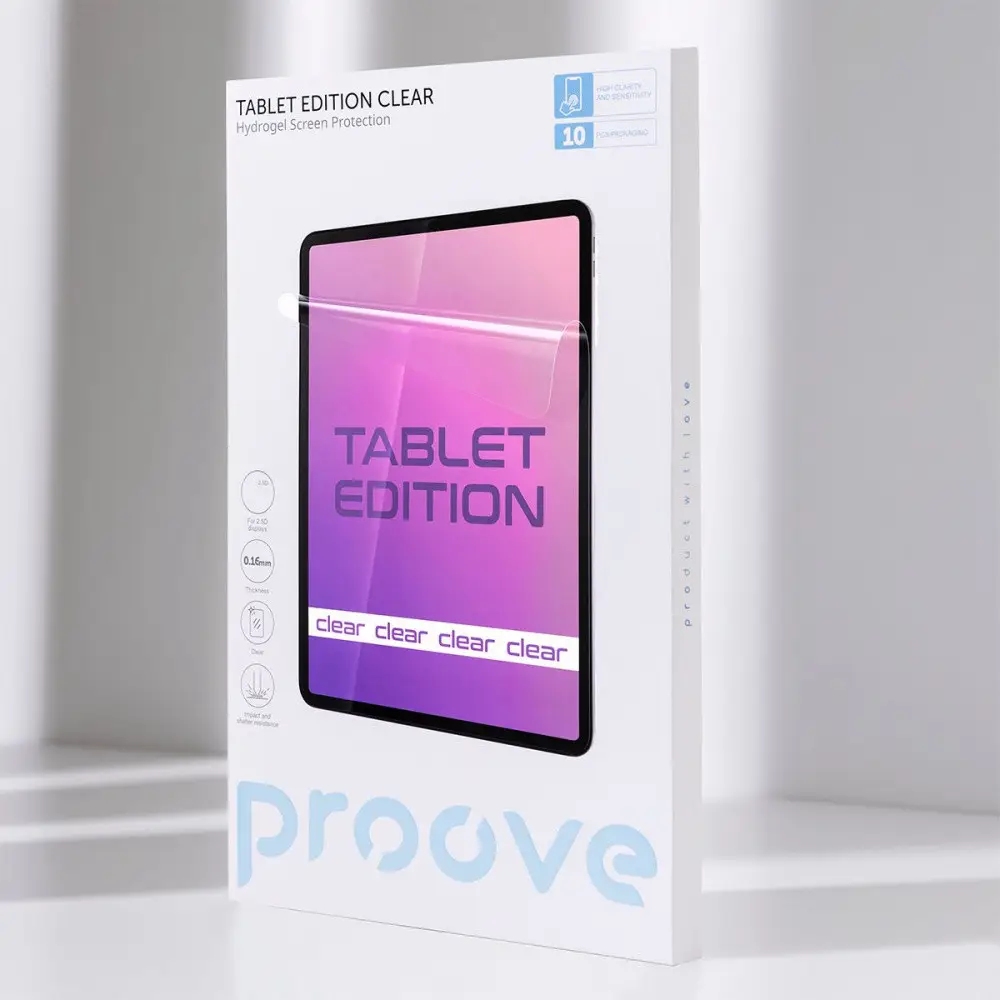 Гідрогелева плівка PROOVE TABLET EDITION Clear 10 шт (59577) Розміри Для екранів до 11"; Товщина: 0.16 