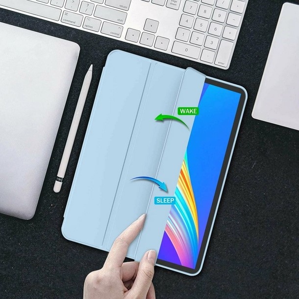 Чехол BECOVER Tri Fold Soft TPU Silicone для Apple iPad Pro 13" M4 2024 Light Blue (711753) Материал искусственная кожа