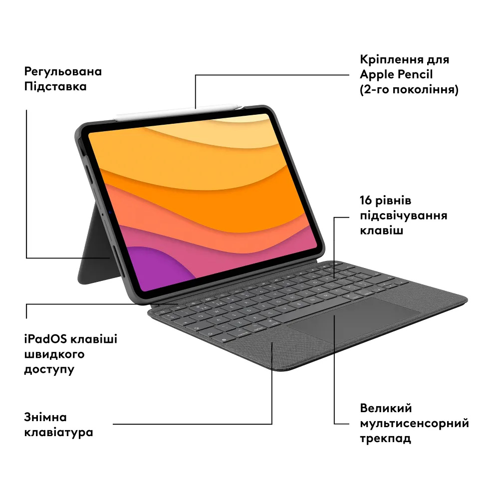 Фото Чехол-клавиатура LOGITECH Combo Touch для Apple iPad 10th gen Graphite (920-011382)