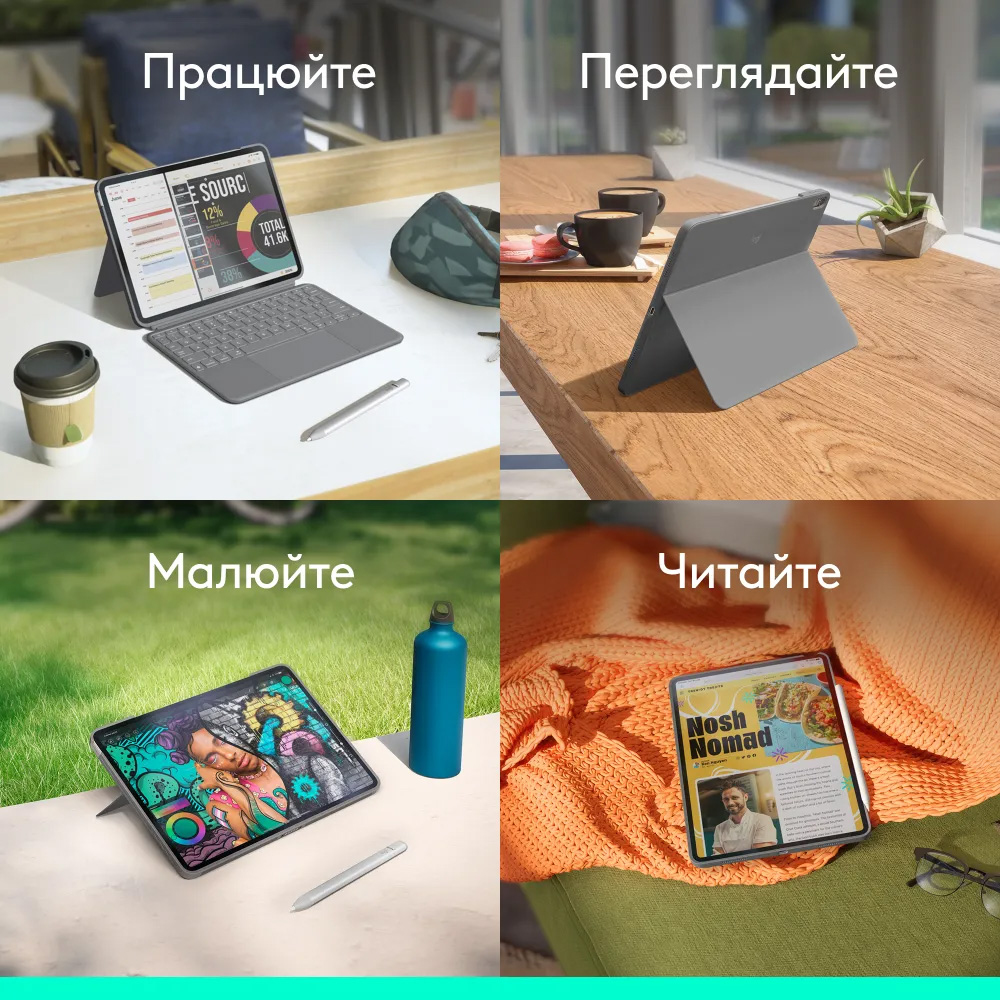 Заказать Чехол-клавиатура LOGITECH Combo Touch для Apple iPad Air 11" M2-M3 Oxford Grey (920-012636)