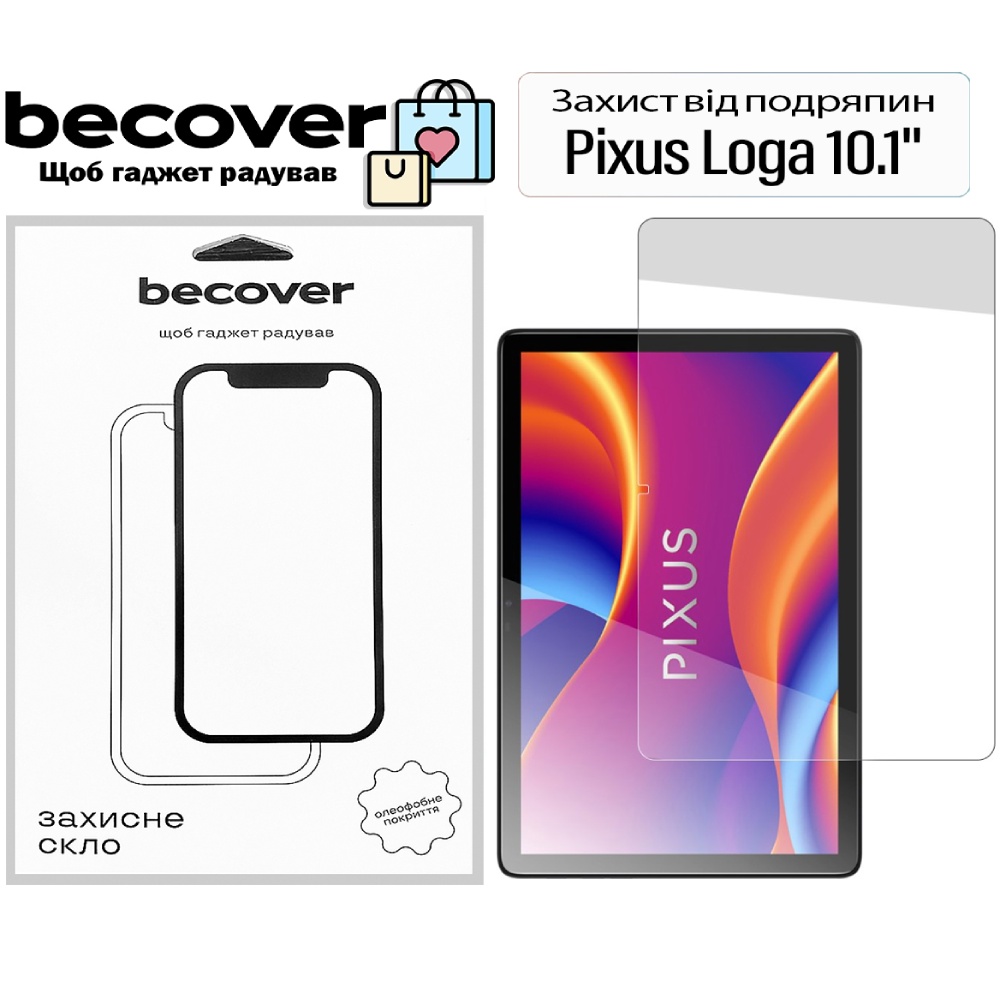 Защитное стекло BECOVER Pixus Loga 10.1" (713702) Совместимость по бренду Pixus