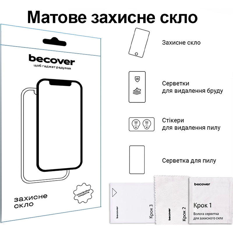 Зовнішній вигляд Захисне скло BECOVER Matte Anti-Glare для Xiaomi Redmi Pad 2 Pro 12.1" (714404)